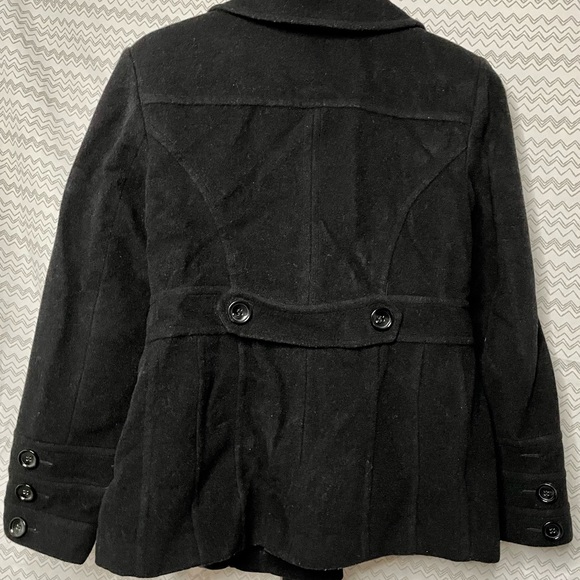 Womens St. John’s Bay Black Wool Peacoat - Picture 5 of 7